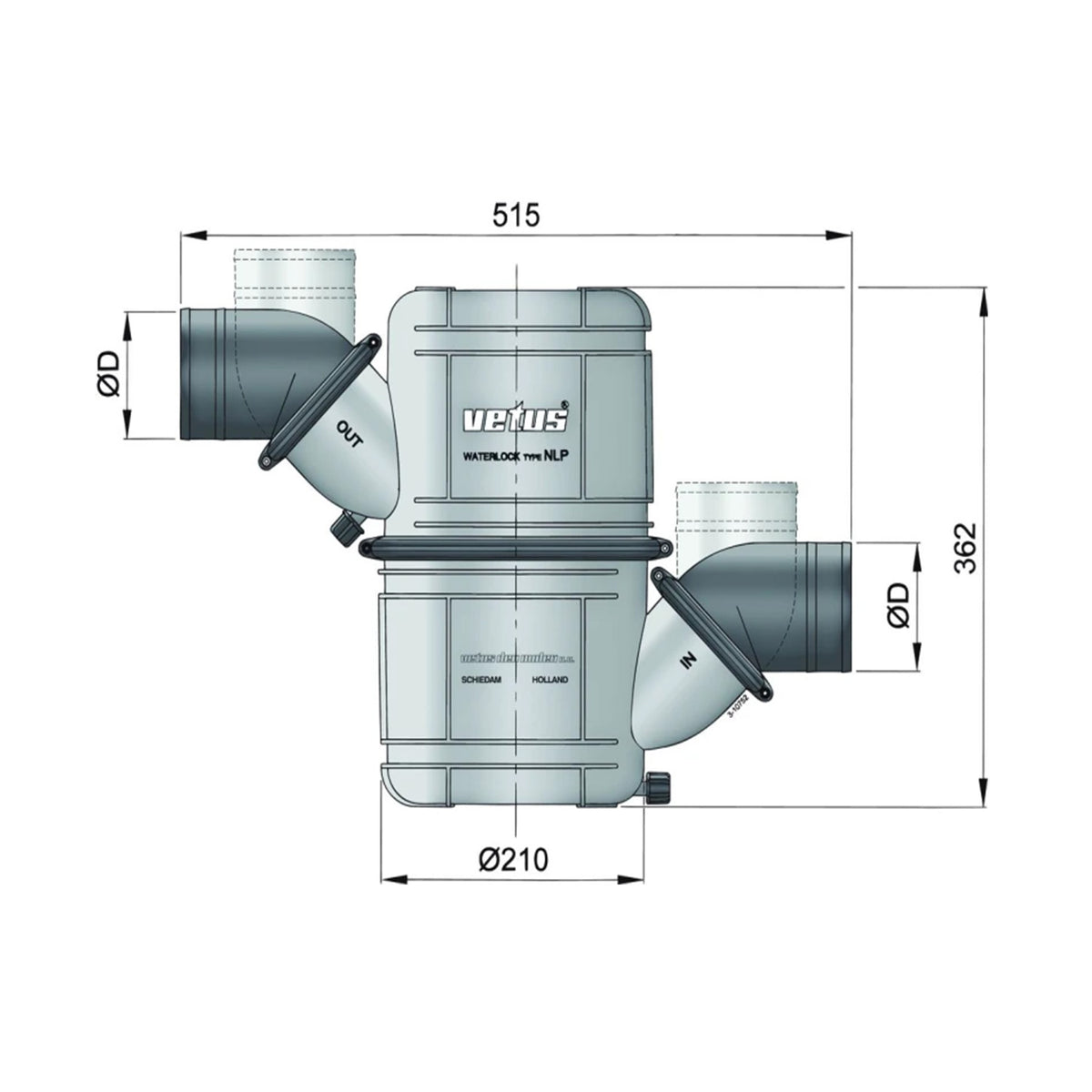 WhisperPower veeluku väljalaskekomplekt 63 mm (2 ½"), raskeveo – 40230225