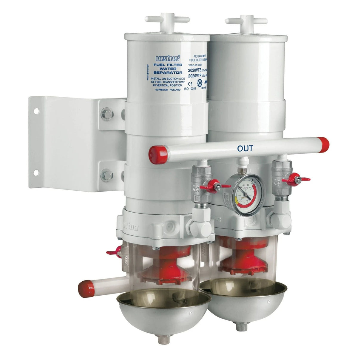 Vetus kahekordne kütusefilter-veeseparaator 75100VTE, 30 µm, kuni 681 l/h