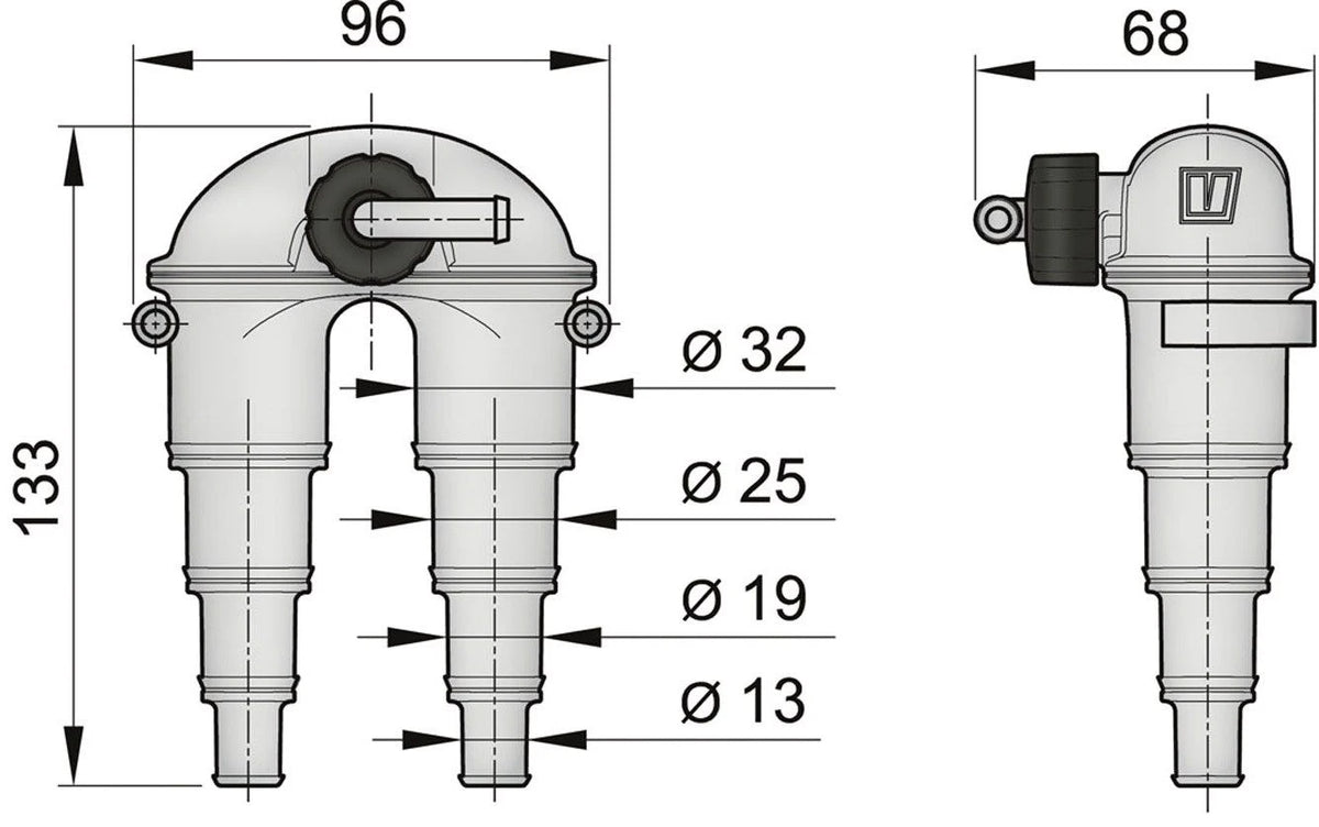 Vetus sifoonikaitse ventiiliga ASDV, voolikule 13–32 mm – pilt 2