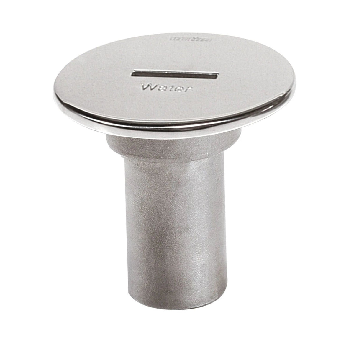 Vetus täitekork „WATER“, roostevaba teras, voolikule Ø 38 mm, kaas Ø 87 mm, L = 75 mm, vintsikäepideme pesaga – CAPW38W
