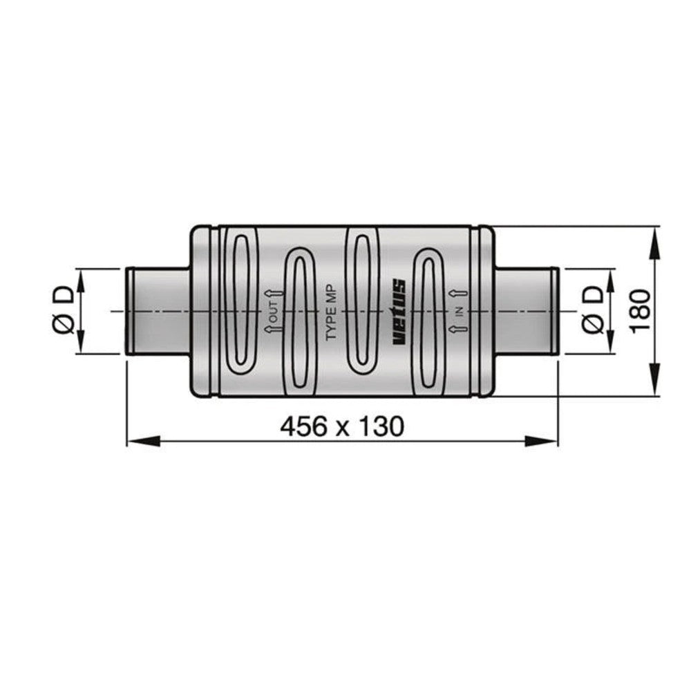 Vetus väljalaske summuti MP90, voolikule Ø 90 mm – DEMPMP90