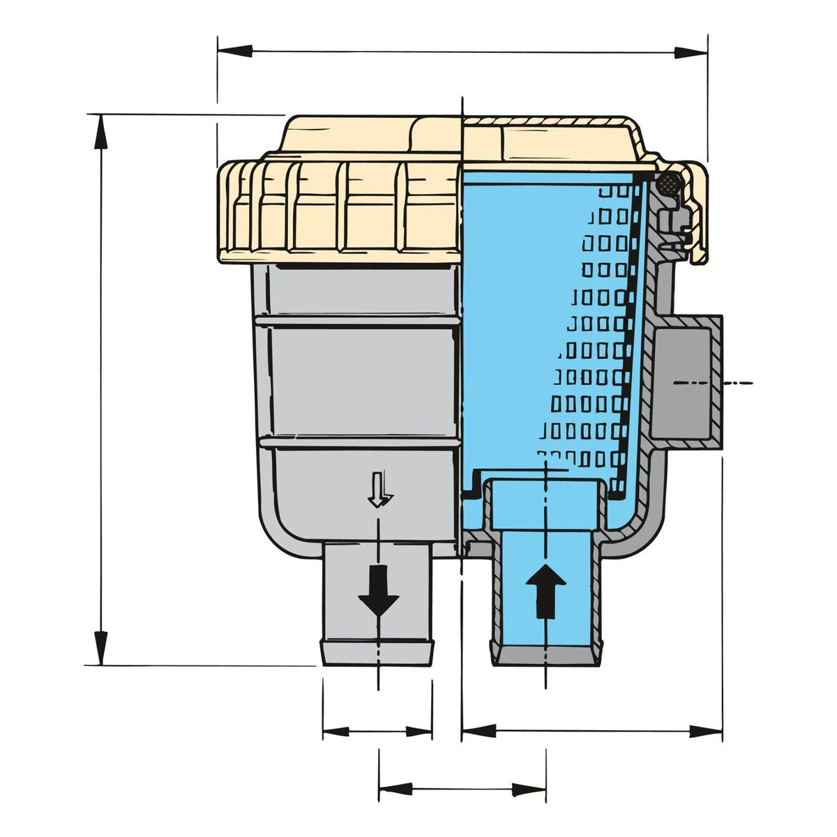 Vetus jahutusvee filter tüüp 330, voolikuühendus Ø 16 mm – FTR330/16