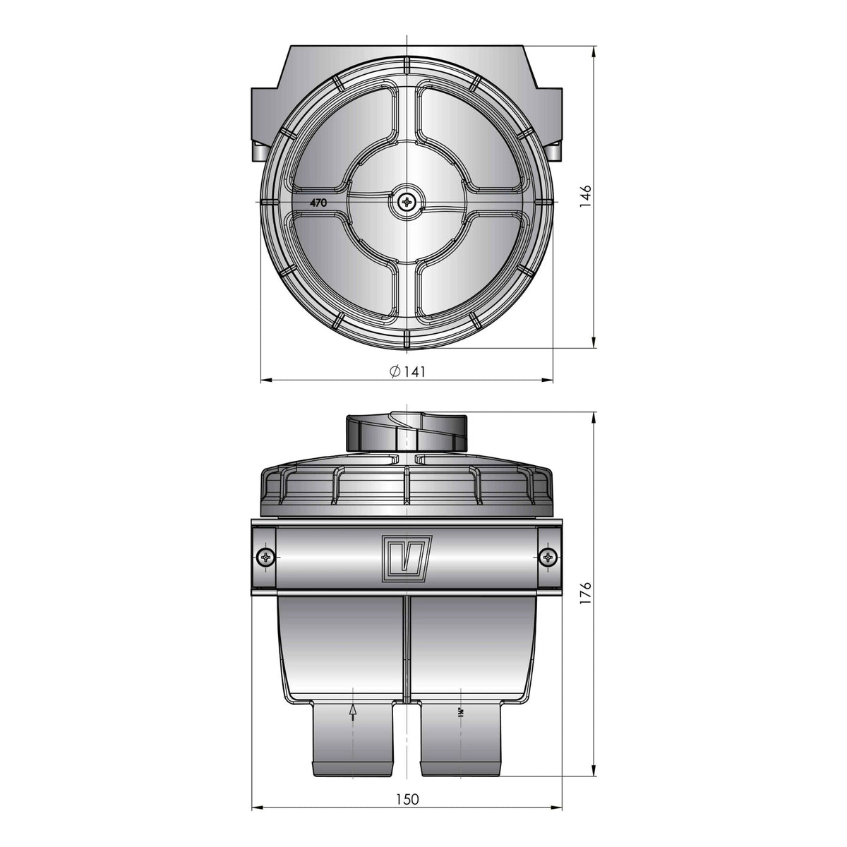 Vetus jahutusvee filter tüüp 470, voolikuühendus Ø 16 mm – FTR470/16