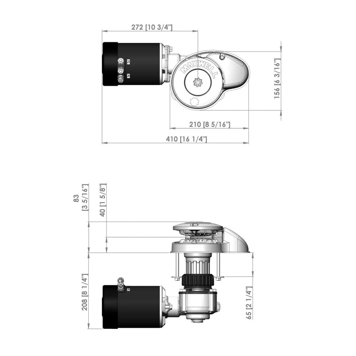 Maxwell vertikaalne ankruvints RC8-8, 12 V, 1000 W, 65TDC CW ainult ketiratas – P102558