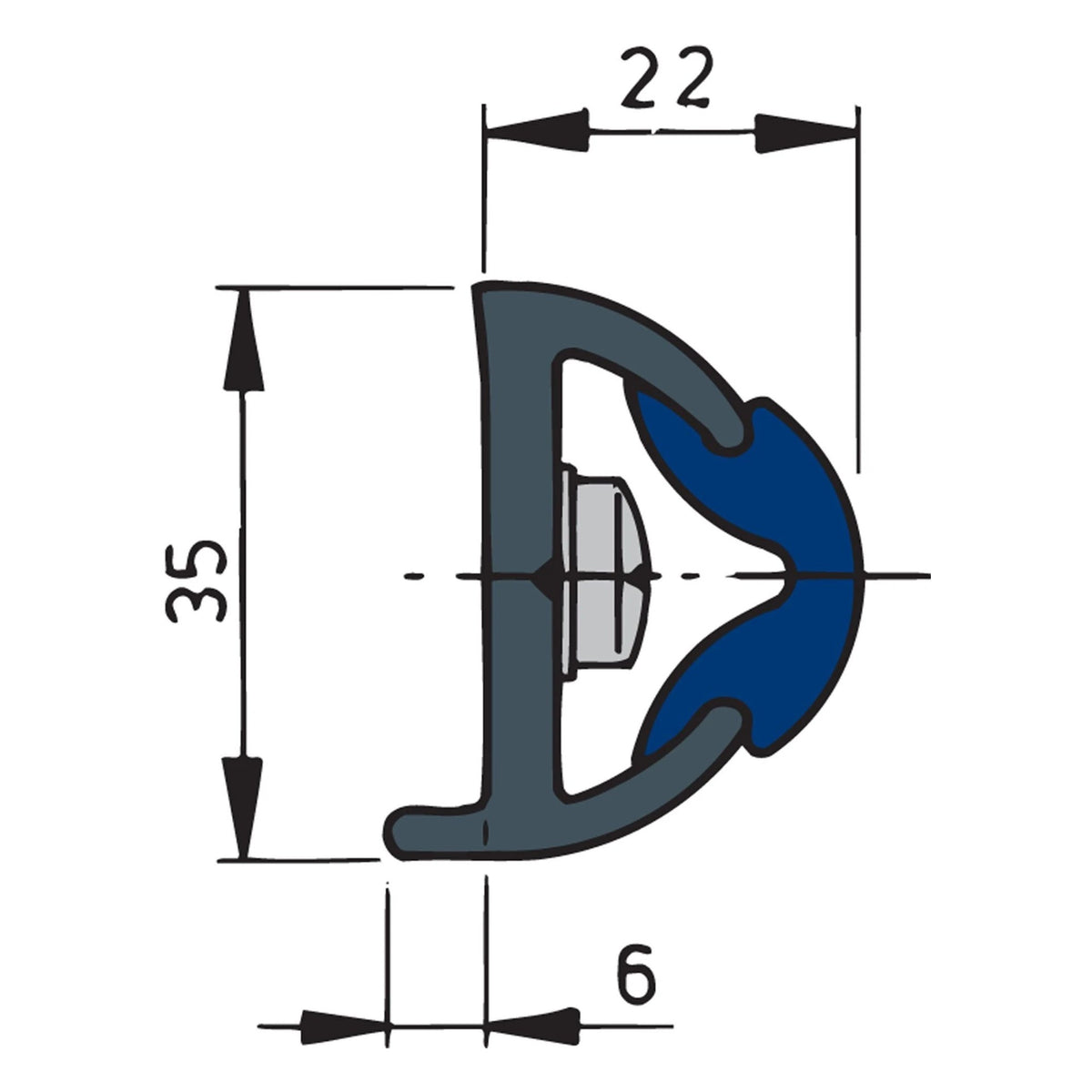 Vetus vinüülist põrkeliist, valge, POLY 35 x 28 mm, rull 20 m (hind meetri kohta) – POLY35W
