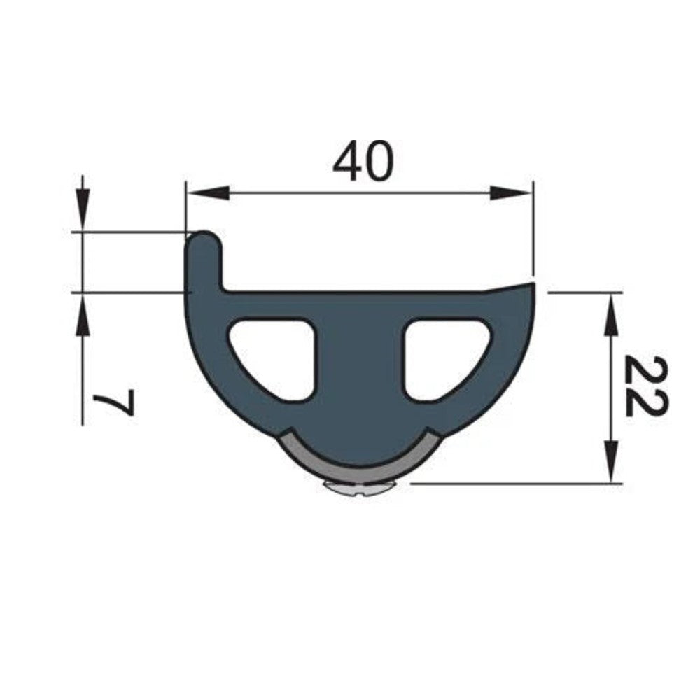 Vetus vinüülist põrkeliist, valge, POLY4S 40 x 31 mm, ilma sisendita, rull 30 m (hind meetri kohta) – POLY4SWL