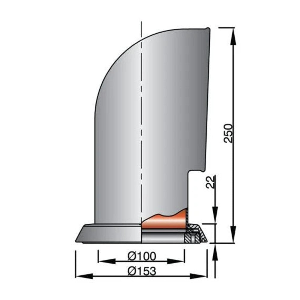 Vetus kappventilaator Tom, roostevaba teras 316, valge sisemusega, Ø 100 mm (koos rõnga ja mutriga) – TOM316WR