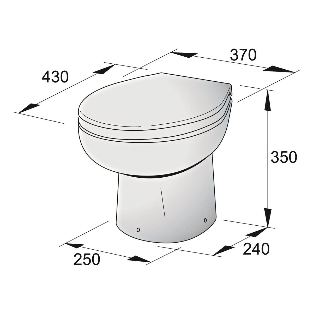 Vetus tualett WCP, 12 V, klahvlülitiga – WCPS12