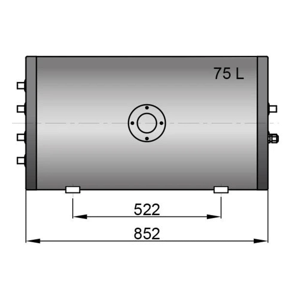 Vetus boiler kahe soojusvahetiga, 75 l, koos paigalduskomplekti ja 230 V/1500 W kütteelemendiga – WHT075