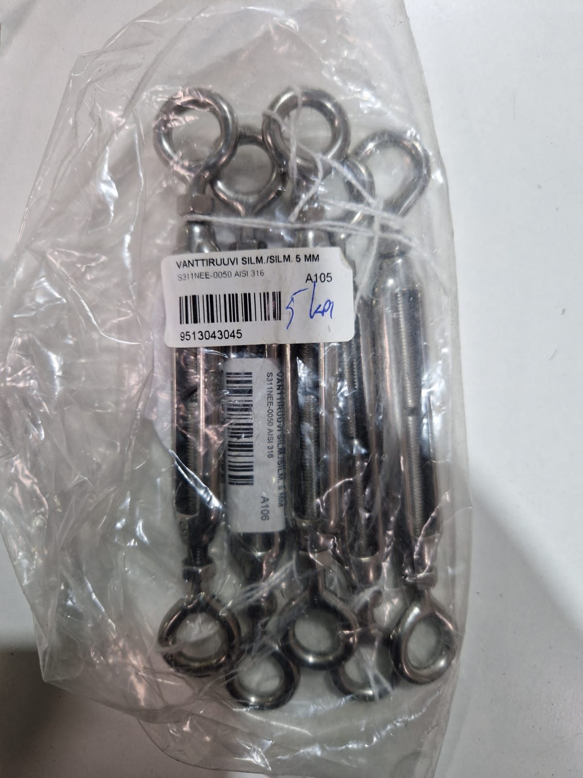 Roostevaba vandipinguti silmustega 5 mm
