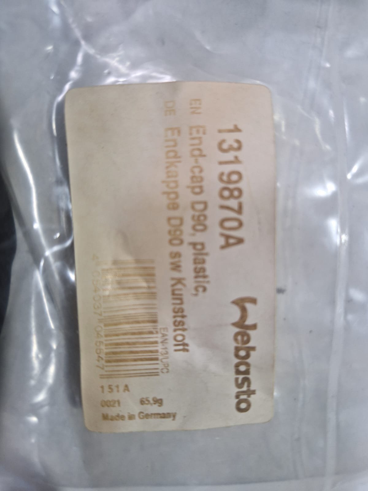Webasto 1319870A otsakork D90