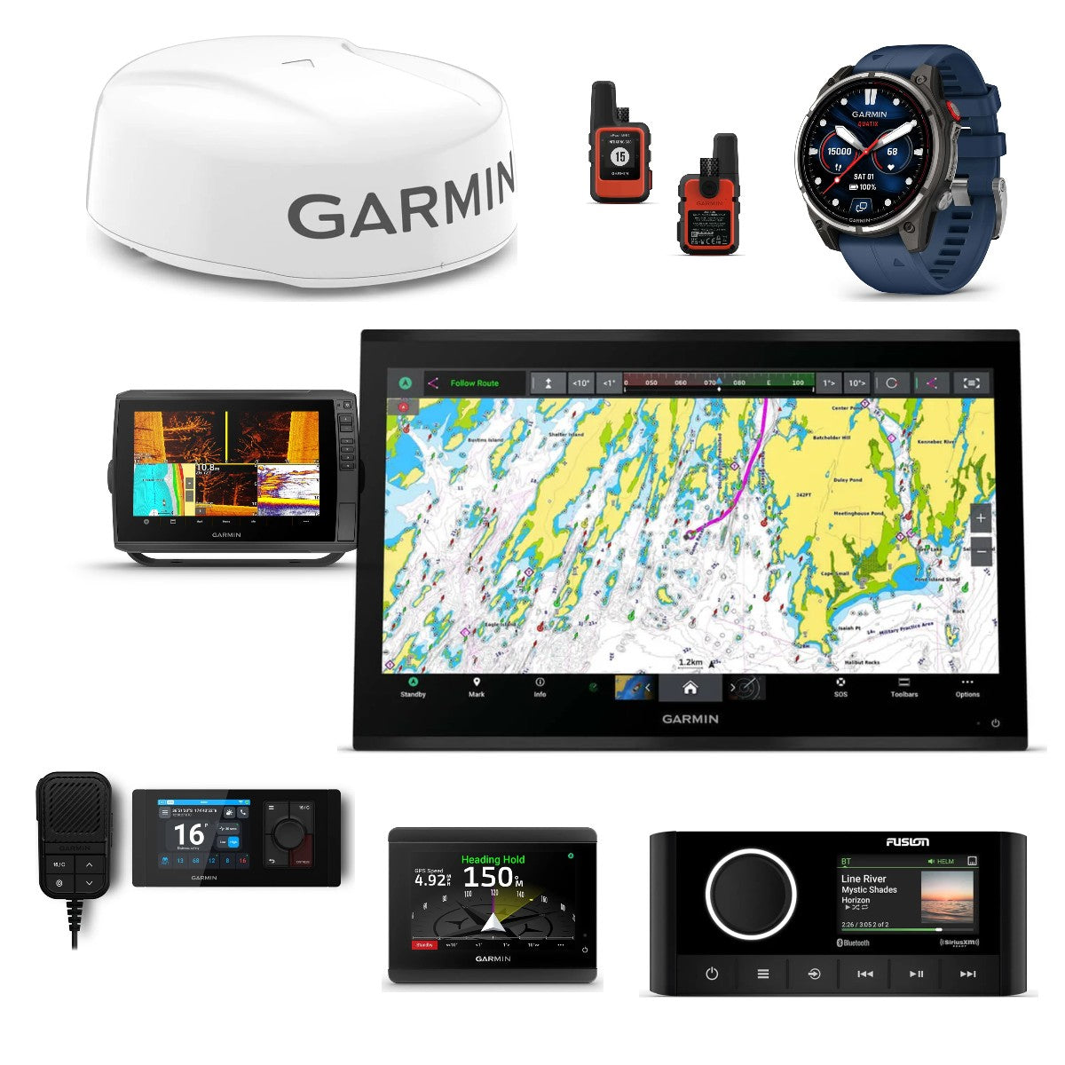 Garmini meretooted: kaardiplotterid, radar, raadiojaam, autopiloot ja paadiaudio