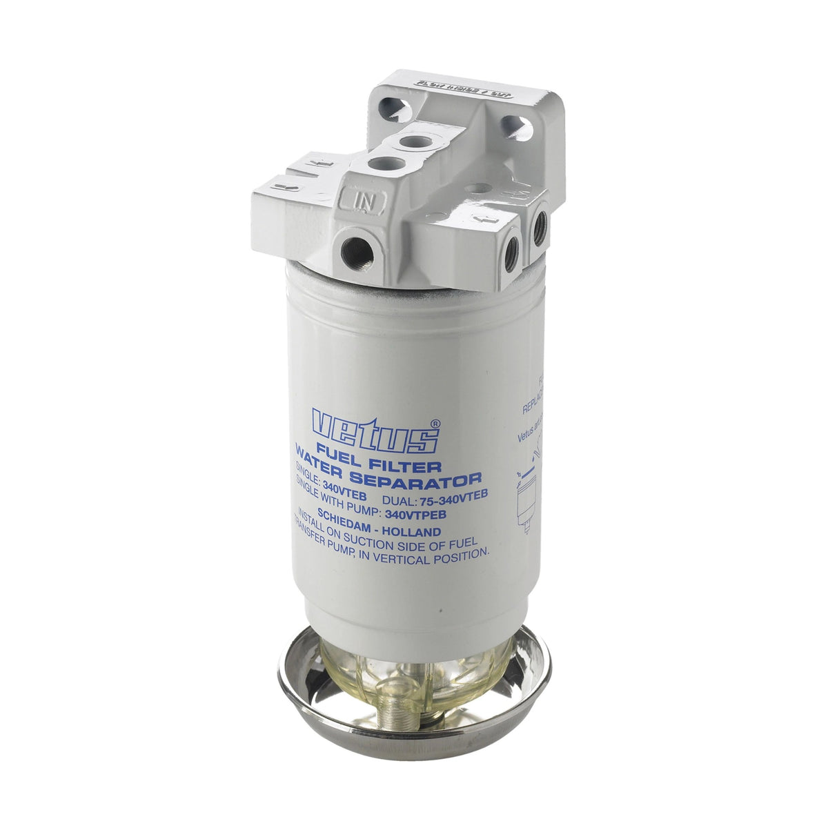 Vetus veeseparaator/kütusefilter CE/ABYC, üksik, 10 mikronit, max 380 l/h – 340VTEB