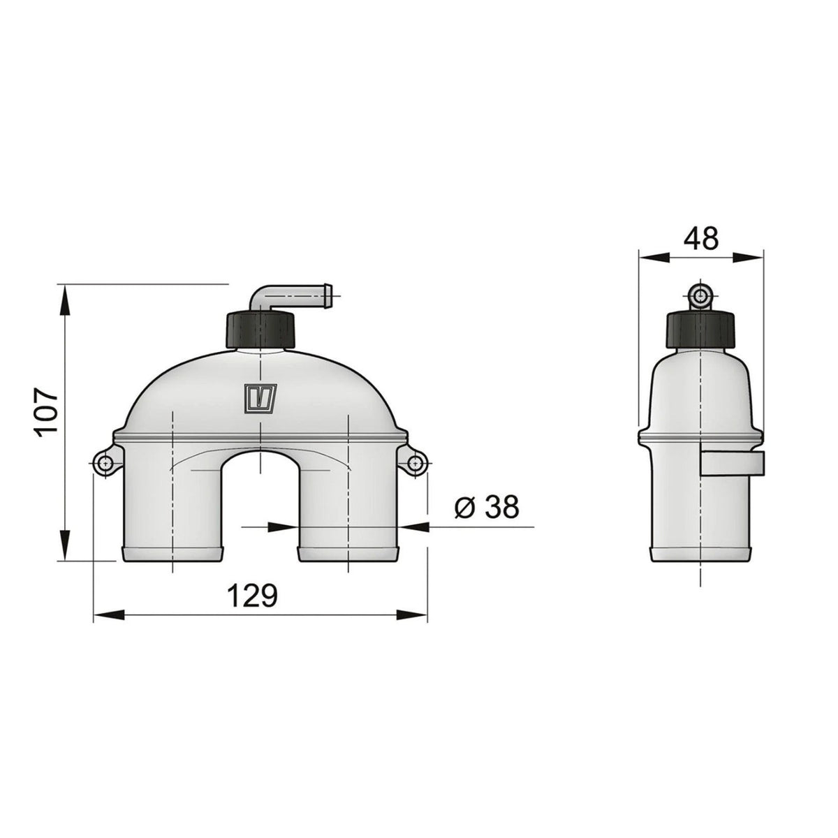 Vetus sifoonikaitse klapiga, 38 mm – ASD38V