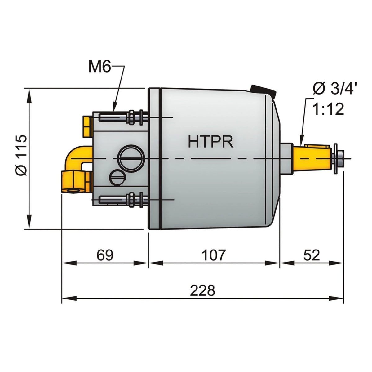 Vetus hüdrauliline roolipump HTP42, valge, Ø 10 mm torule, sisseehitatud tagasilöögi-/kaitseklappidega – HTP4210R