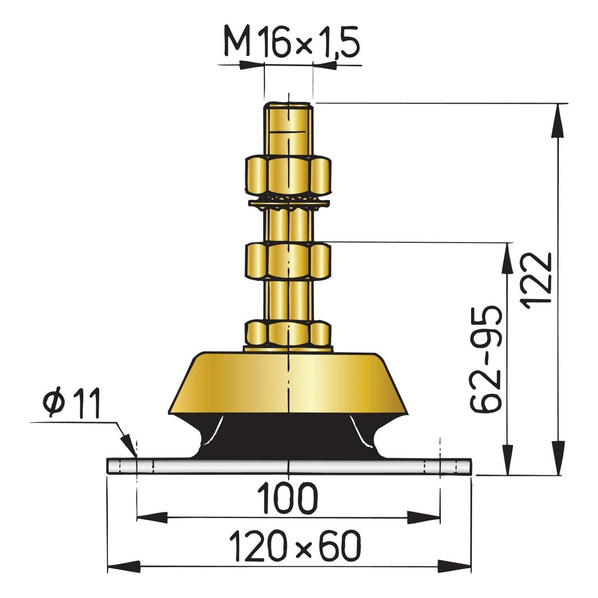 Vetus elastne mootoripadi K80V – KSTEUN80V