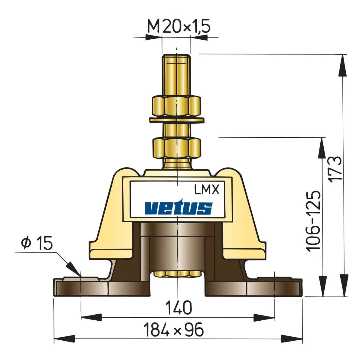 Vetus elastne mootoripadi LMX140 – LMX140