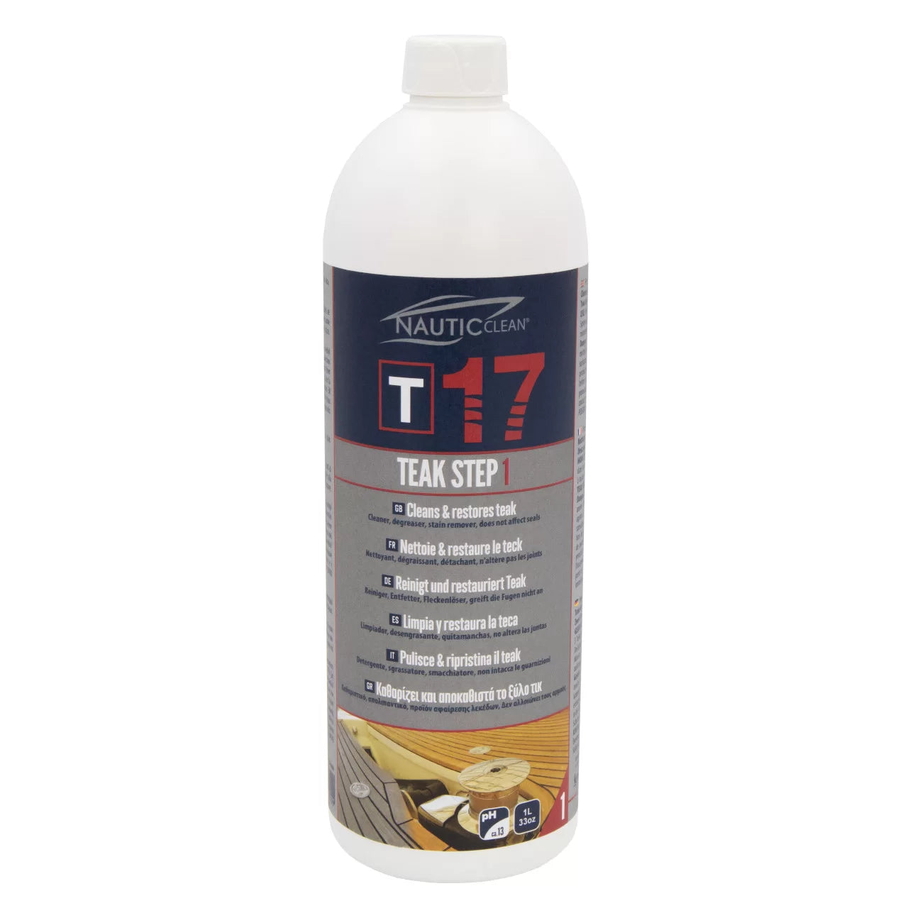 Nautic Clean 17 puhastab ja taastab tiigipuitu STEP 1 1L