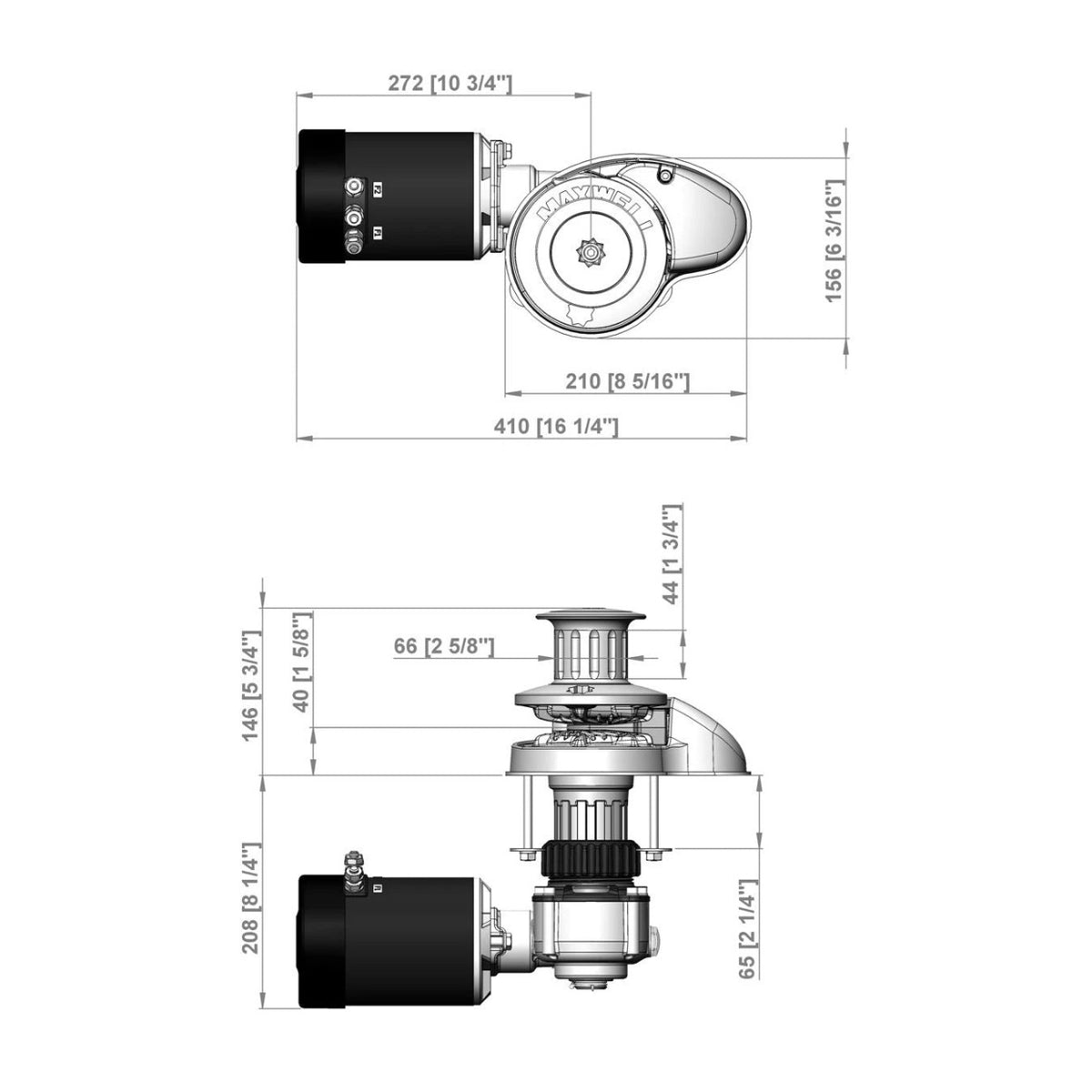 Maxwell vertikaalne ankruvints RC8-8, 12 V, 1000 W, 165TDC CW ainult ketiratas – P102562