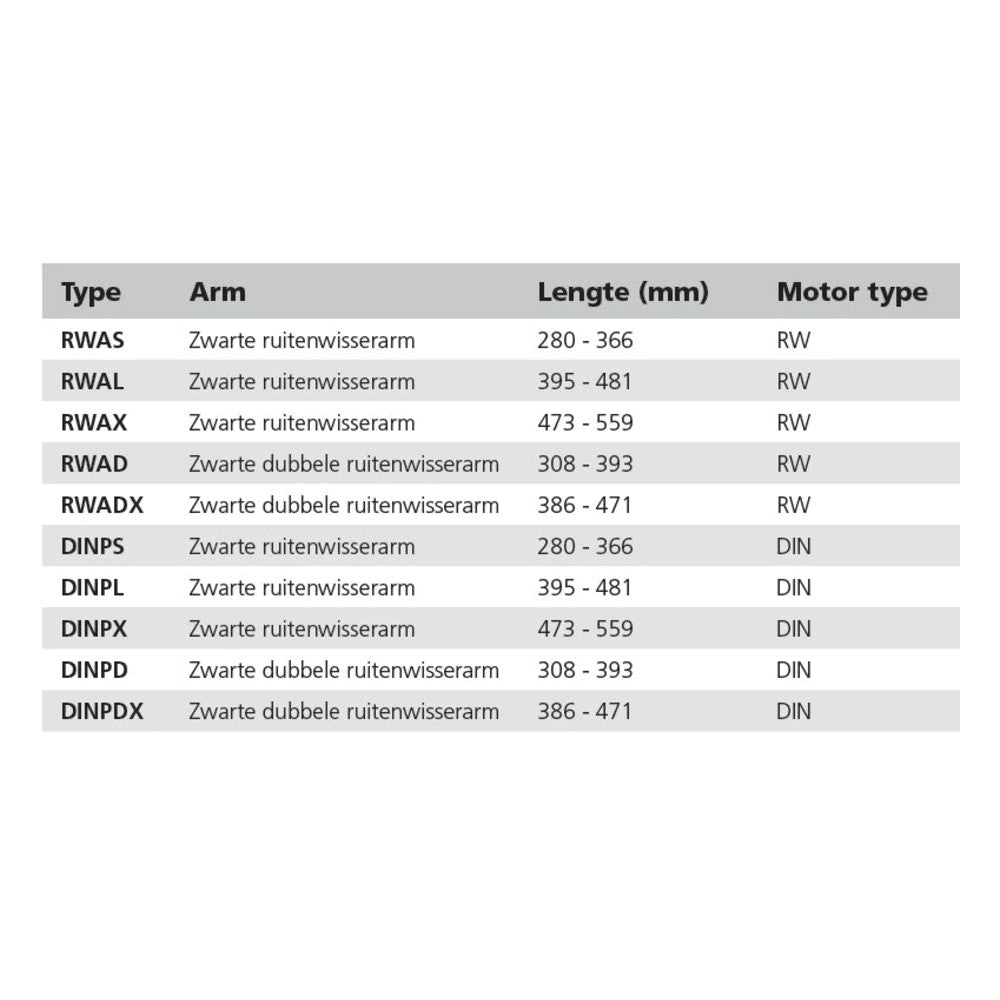 Vetus klaasipuhasti üksikhoob, must, L = 280–366 mm (VETUS RWS klaasipuhastimootoritele) – RWAS