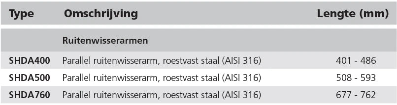 Vetus pantograaf-klaasipuhasti hoob, roostevaba AISI 316, L 762 mm – pilt 3