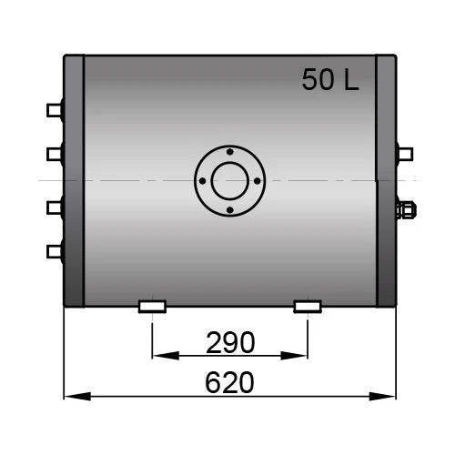 Vetus boiler kahe soojusvahetiga, 50 l, koos paigalduskomplekti ja 230 V/1500 W kütteelemendiga – WHT050