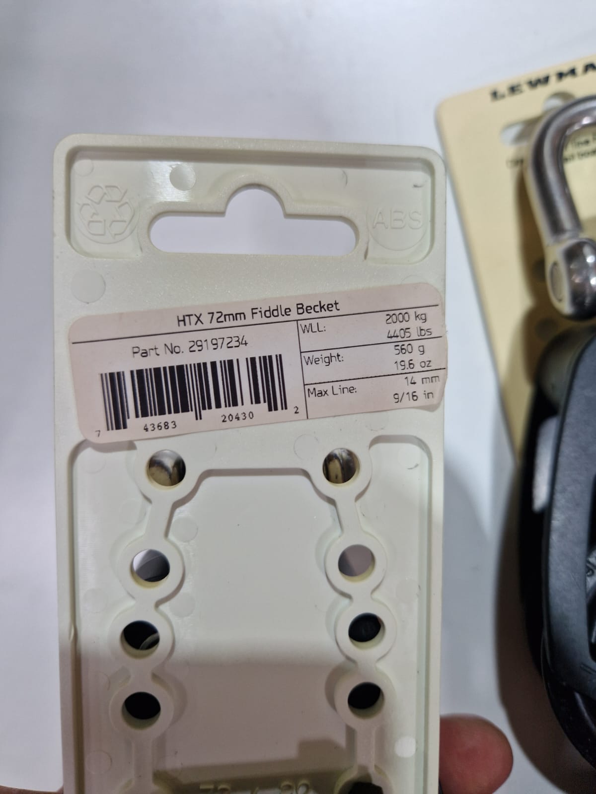 Lewmar HTX 72 mm fiddle plokk beketiga